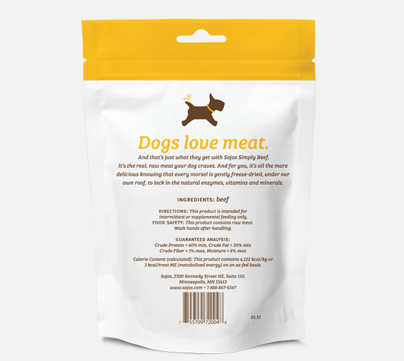 Sojos Simply Beef Dog Treats 4oz