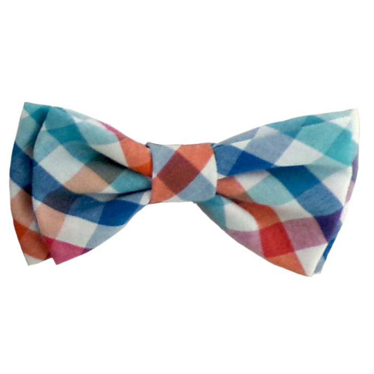Blue Green Check Bow Tie
