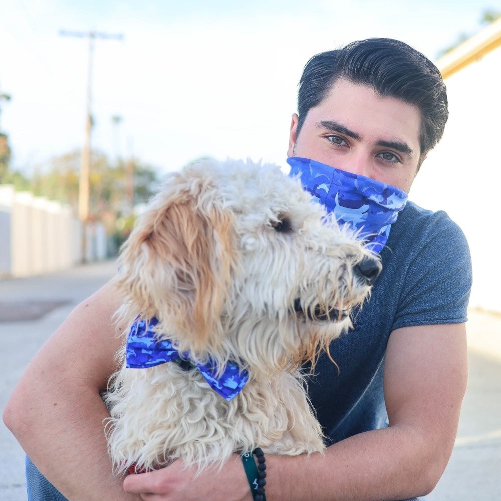 Camo Dogs Blue Bow Tie