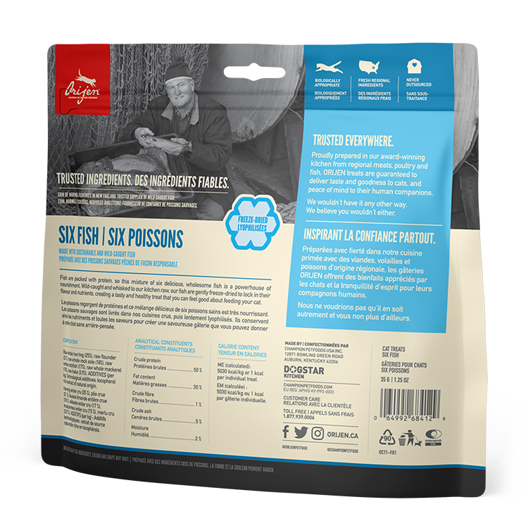 Orijen Freeze-Dried Cat Treats - Six Fish