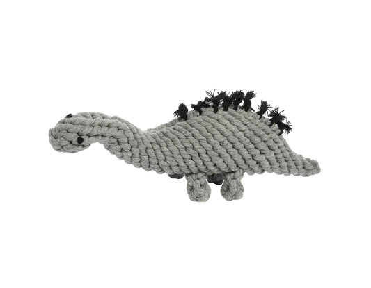 STEW THE STEGOSAURUS GREY 13" ROPE DOG TOY
