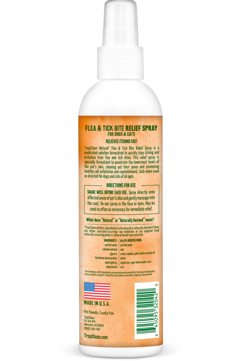 TropiClean Natural Flea & Tick Bite Relief Spray for Dogs and Cats