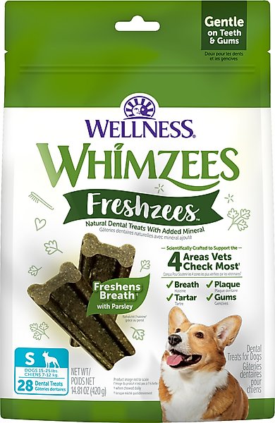 WHIMZEES Freshzees Small Dental Dog Treats, 14.81-oz bag, 28 count