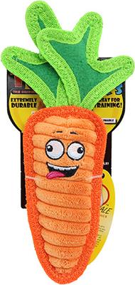 Tuffy's Funny Food Jr Carrot Squeaky Plush Dog Toy, Orange