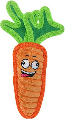 Tuffy's Funny Food Jr Carrot Squeaky Plush Dog Toy, Orange