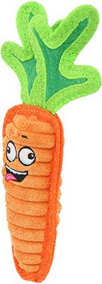 Tuffy's Funny Food Jr Carrot Squeaky Plush Dog Toy, Orange