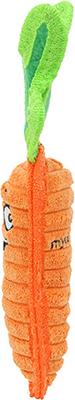Tuffy's Funny Food Jr Carrot Squeaky Plush Dog Toy, Orange