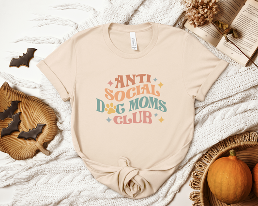 Anti Social Dog Moms Club T-shirt, Soft Cream