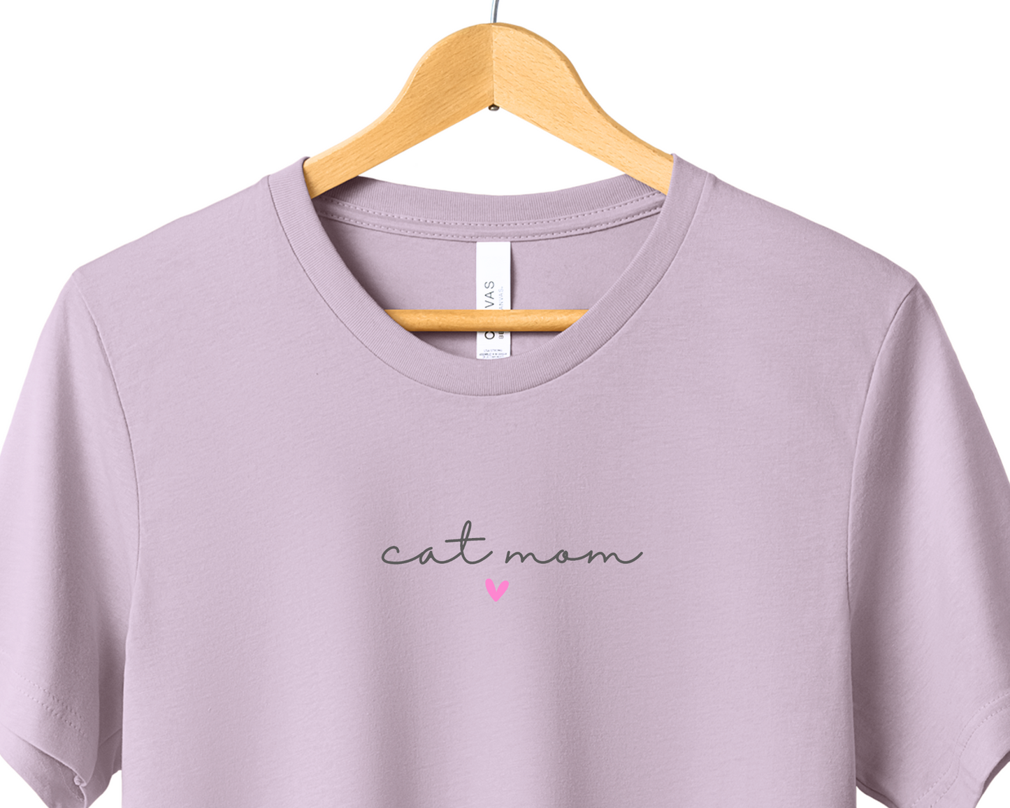 Cat Mom (Heart) T-shirt, Pink Gravel