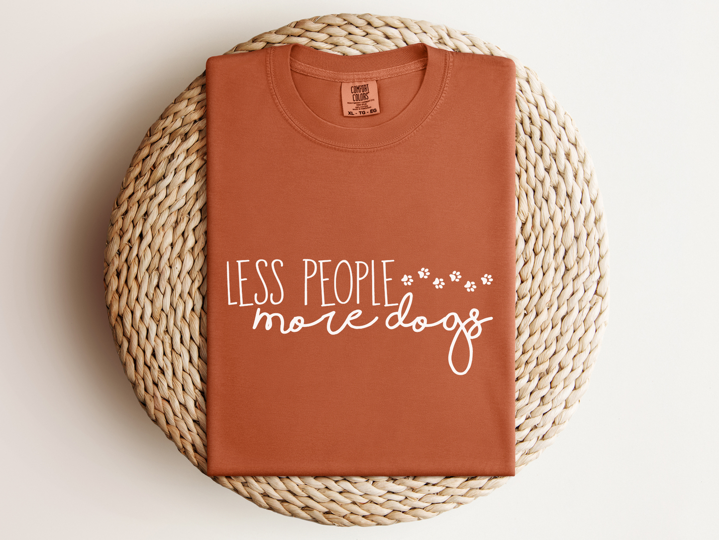 [20% OFF] Less People More Dogs Crewneck T-shirt, Yam