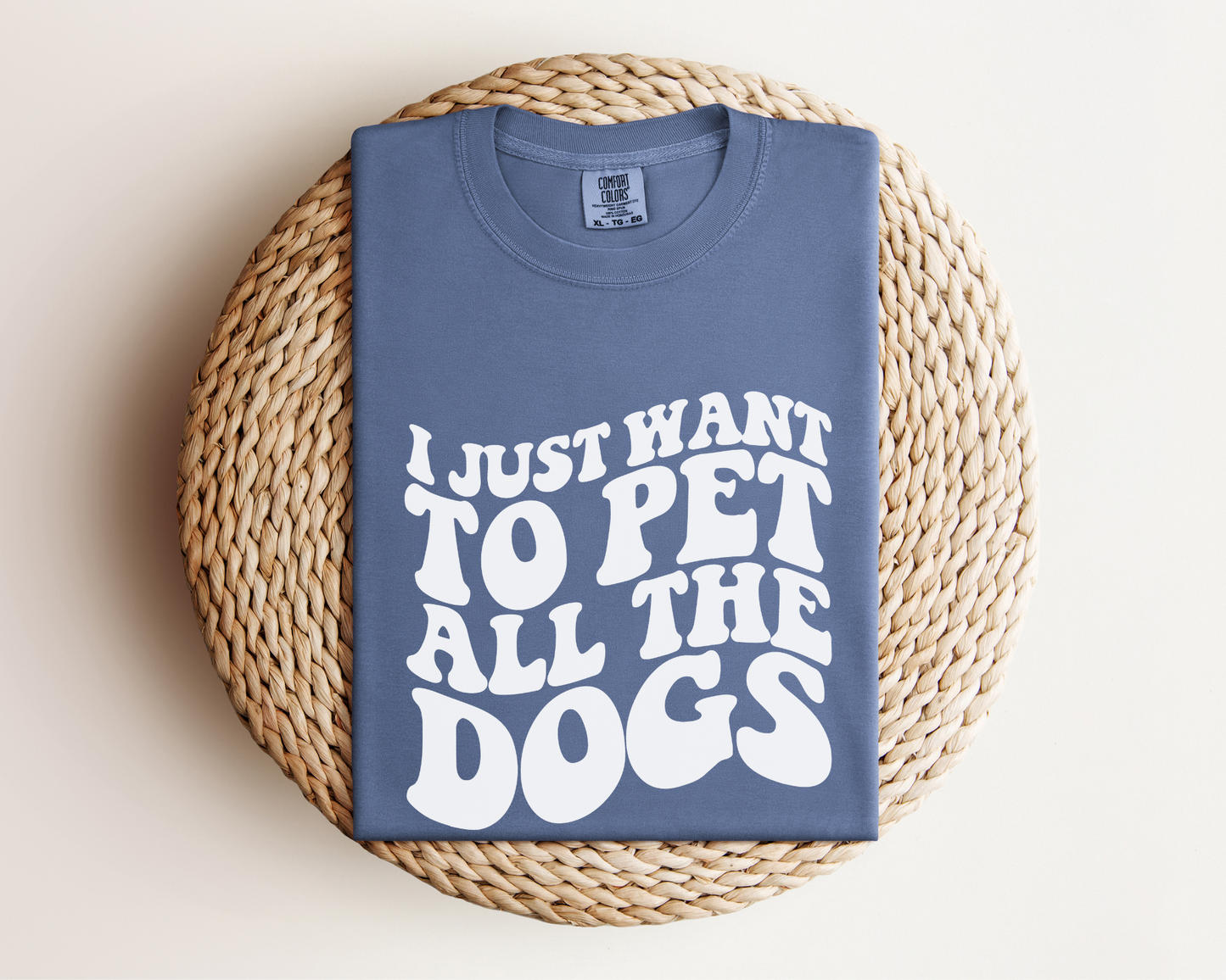 [20% OFF] I Just Want To Pet All The Dogs Printed T-shirt, Blue Jean