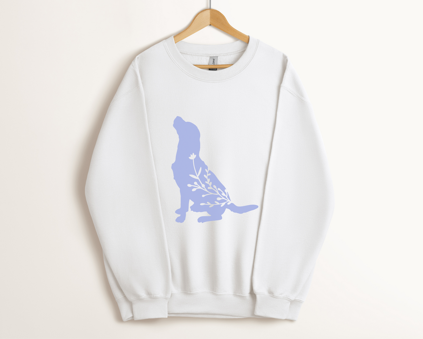 [Clearance 20%] Floral Dog Crewneck Sweatshirt, White