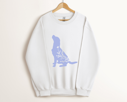 [Clearance 20%] Floral Dog Crewneck Sweatshirt, White