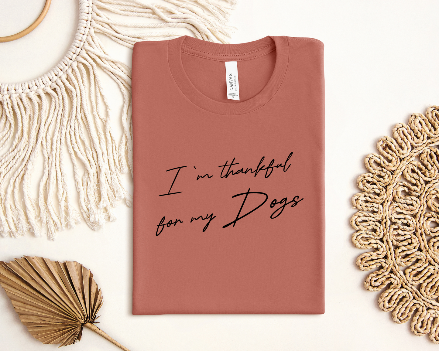 [Clearance 20%] I'm Thankful For My Dogs Crewneck T-shirt, Rust