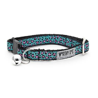 Cheetah Cat Collar, Teal