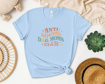 Anti Social Dog Moms Club T-shirt, Baby Blue