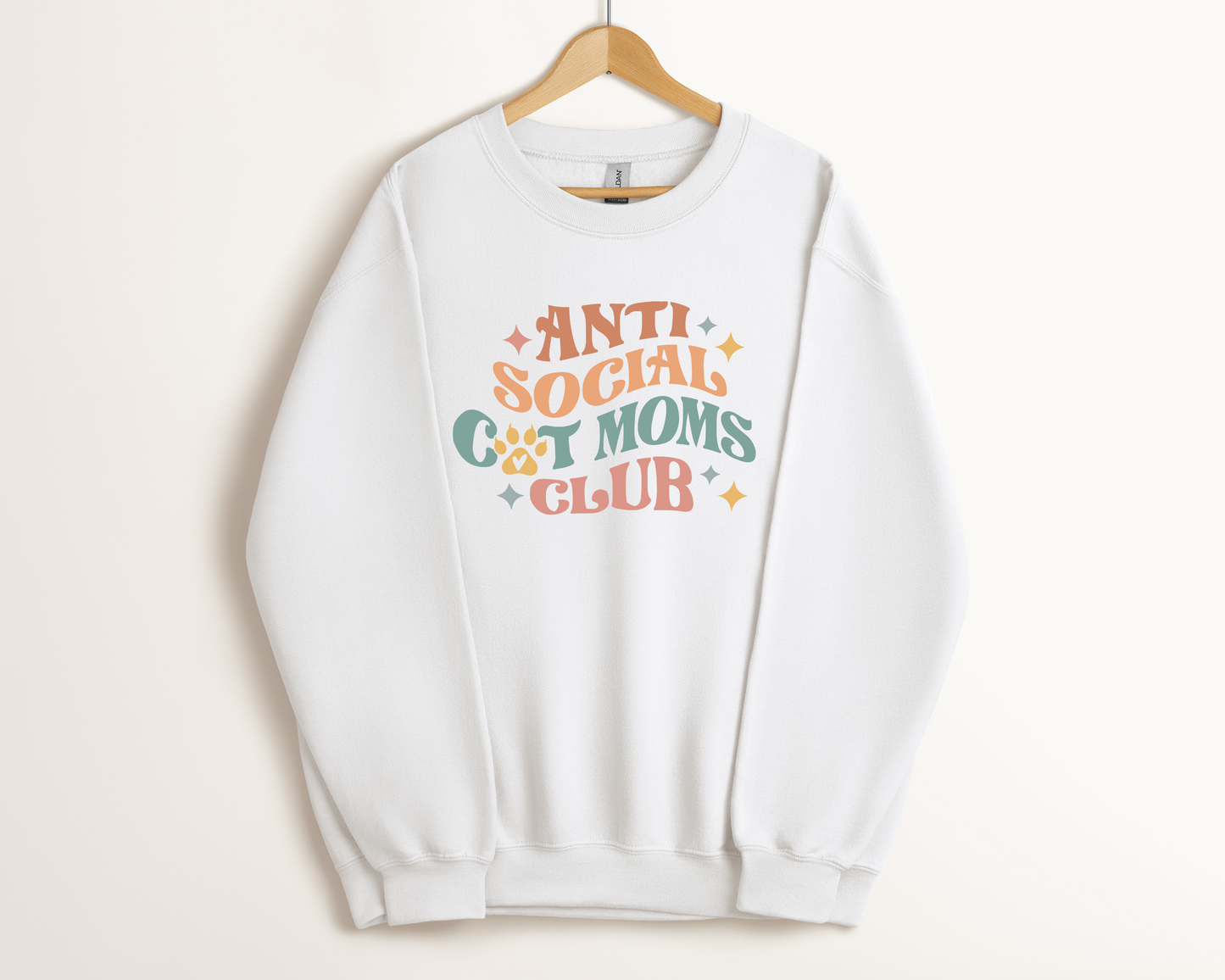 Anti Social Cat Moms Club Sweatshirt, White