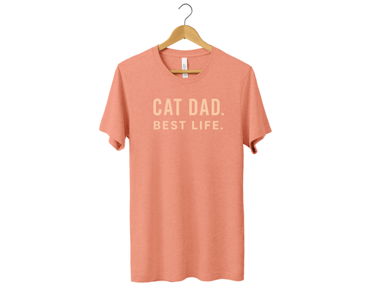 CAT DAD BEST LIFE Tee | Heather Prism Sunset