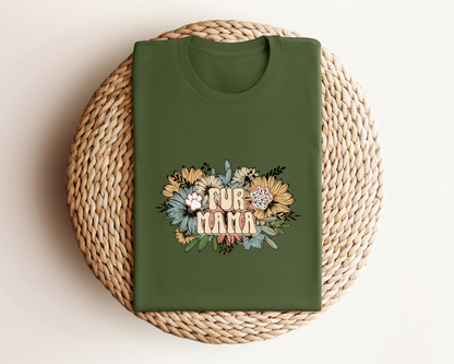 Fur Mama Crewneck T-shirt, Olive