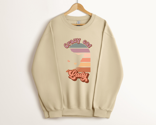Crazy Cat Lady Sweatshirt Softstyle, Sand