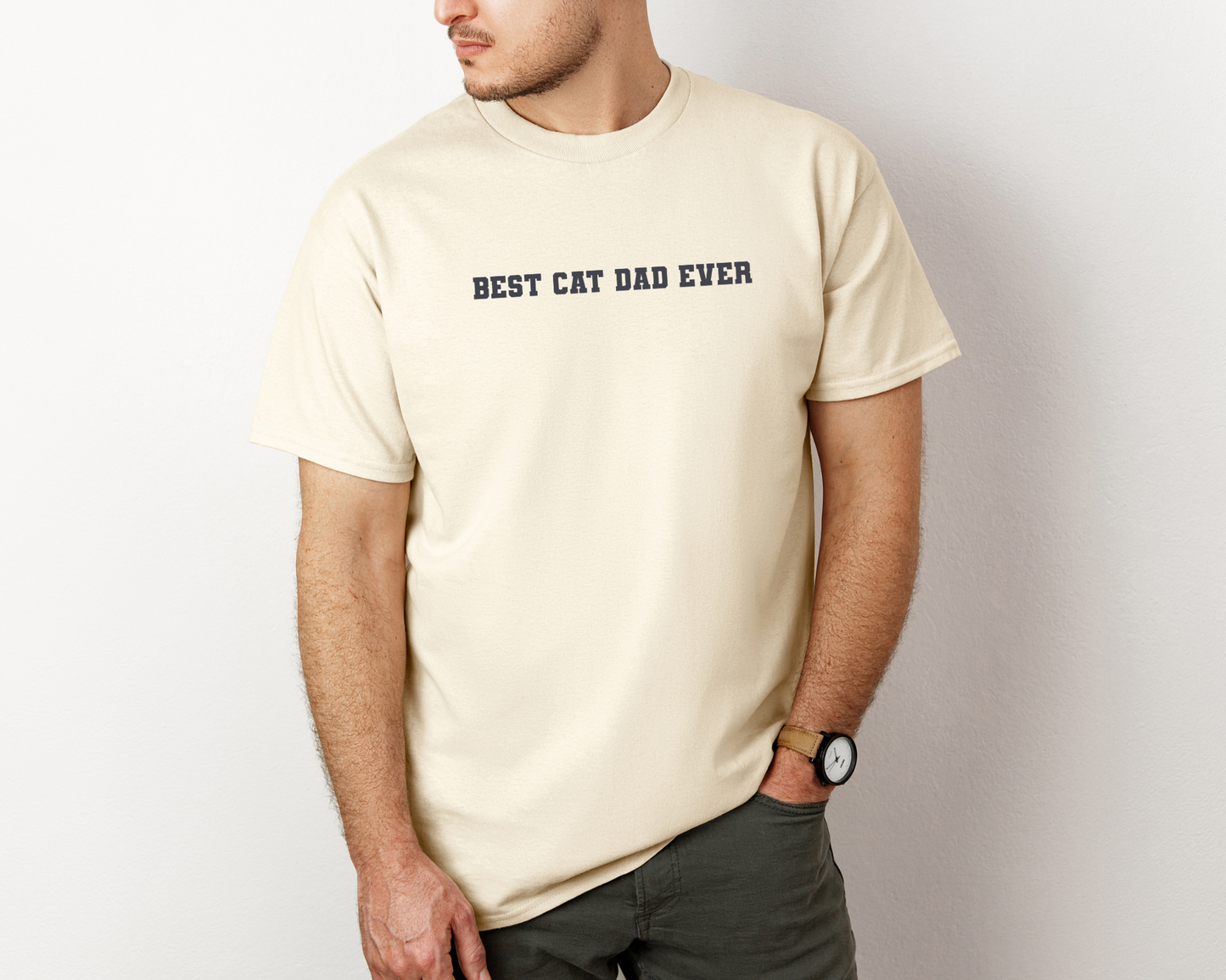 Best Cat Dad Ever T-shirt, Natural