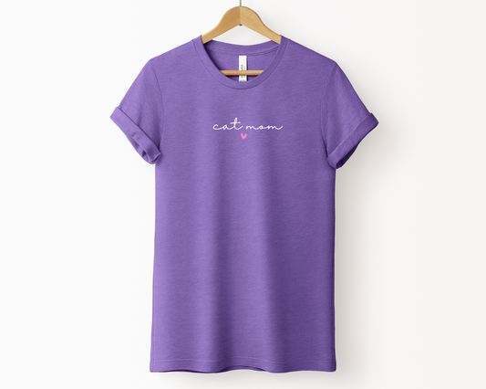 Cat Mom (Heart) T-shirt, Heather Team Purple