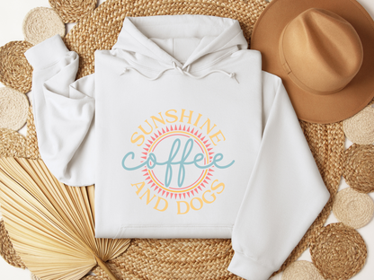 Sunshine, Coffee and Dogs Hoodie, White