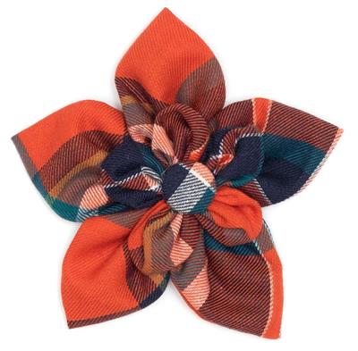 Orange/Navy Plaid Flower