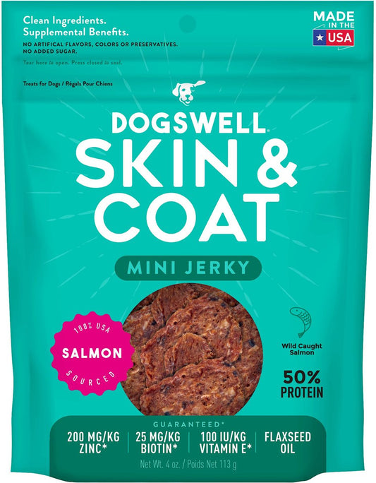 Dogswell Skin & Coat Mini Jerky, Salmon 4oz