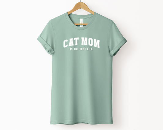 CAT MOM is the best life Tee | Dusty Blue