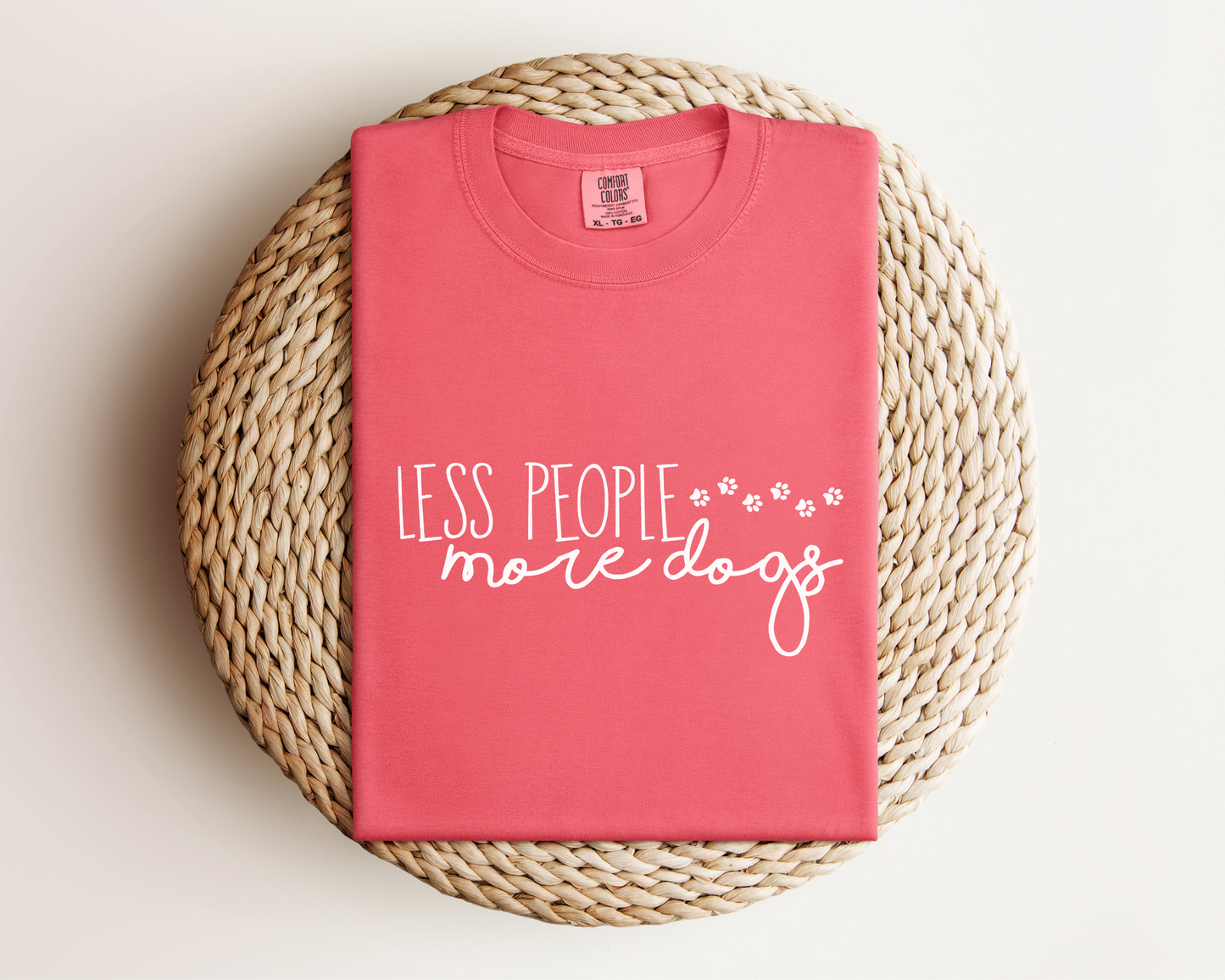 Less People More Dogs Printed T-shirt, Watermelon