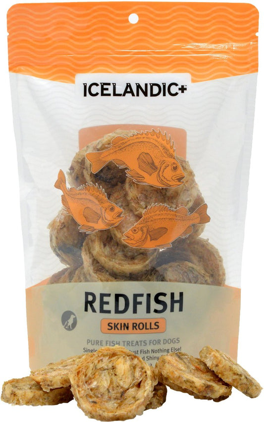 Icelandic+ Redfish Skin Rolls Fish Dog Treat 3oz