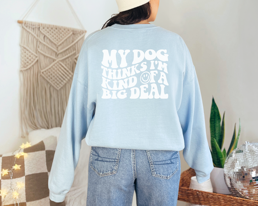 My Dog Thinks I'm Kind of A Big Deal Sweatshirt, Light Blue
