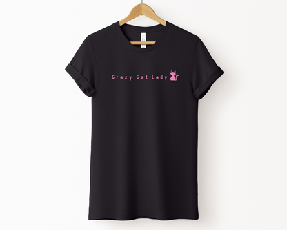 [Clearance 20%] Crazy Cat Lady Crewneck T-shirt, Black