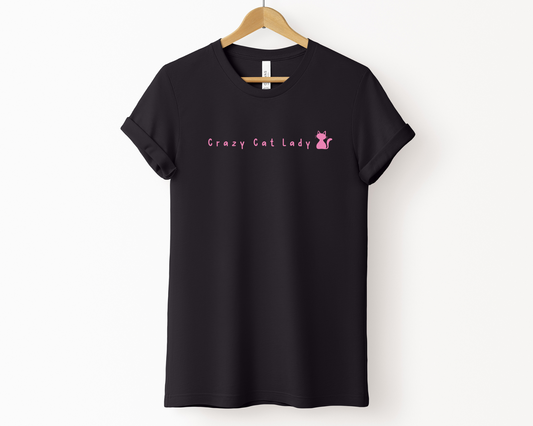 Crazy Cat Lady Crewneck T-shirt, Black