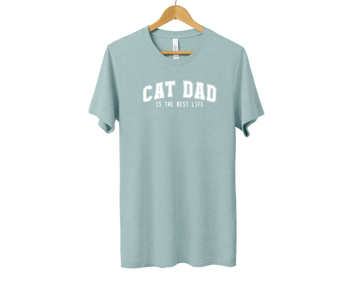CAT DAD is the best life Tee |  Heather Prism Dusty Blue