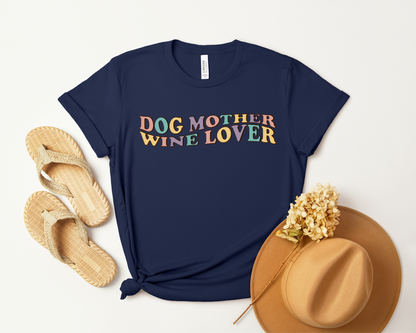 Dog Mother Wine Lover Crewneck T-shirt, Navy