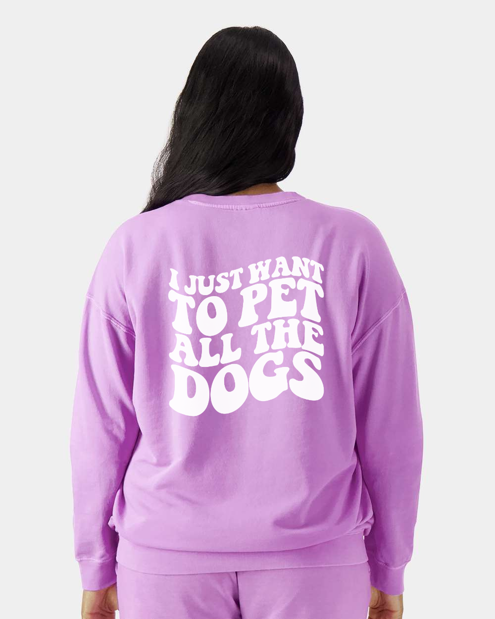 [Clearance 20%] I Just Want To Pet All The Dogs Sweatshirt, Neon Violet