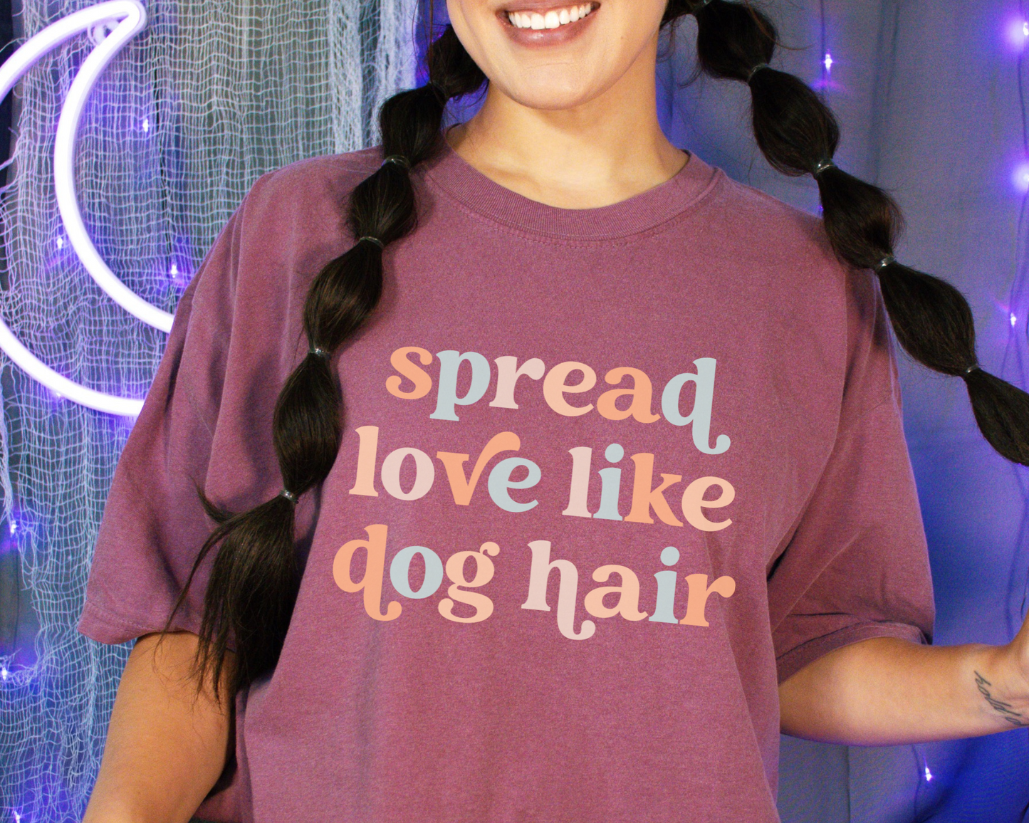 Spread Love Like Dog Hair Crewneck T-shirt, Berry