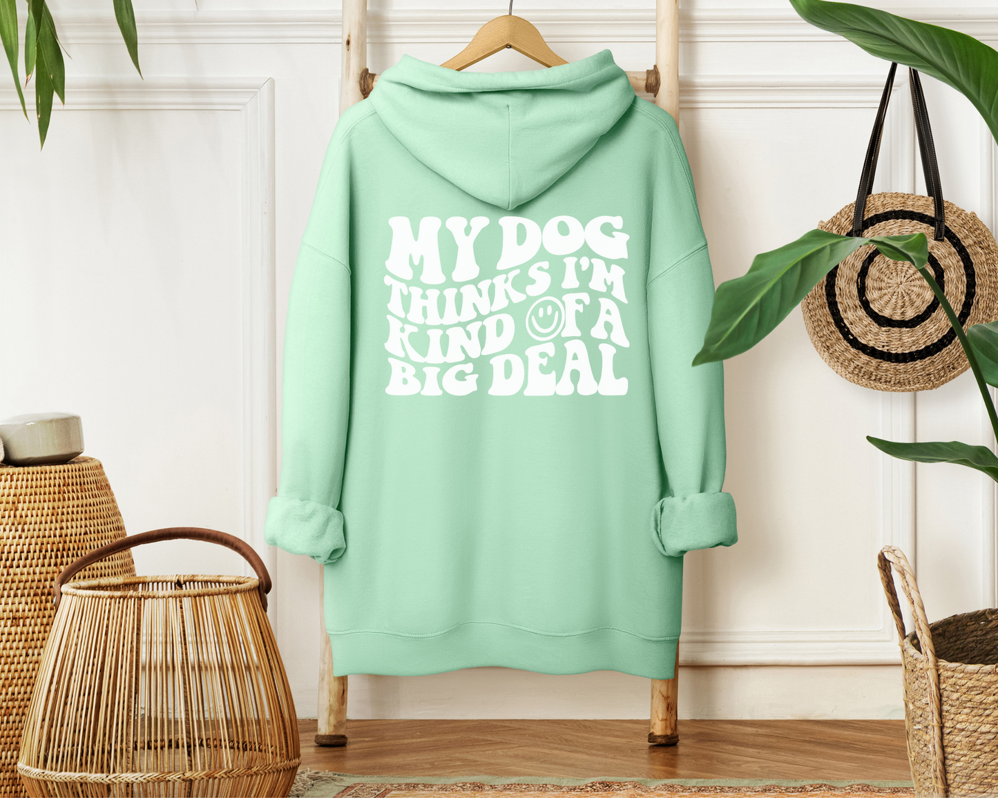 [20% OFF] Cool Dog Mom(F)/My Dog Thinks I'm Kind of A Big Deal(B) Hoodie, Mint Green