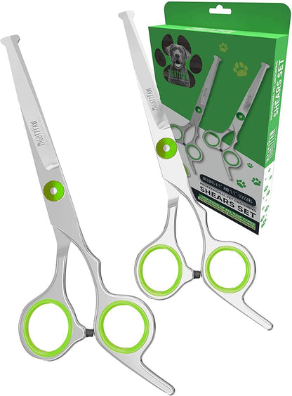 Professional Dog Grooming Shears (2 Pack), Green