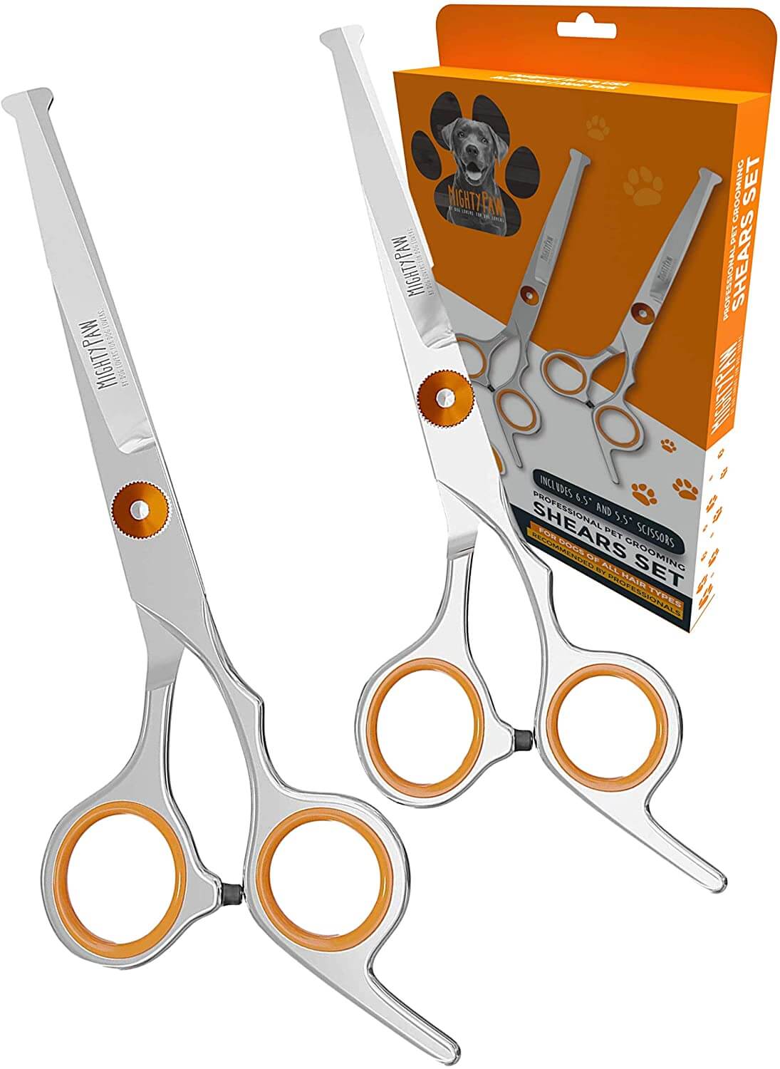 Professional Dog Grooming Shears (2 Pack), Orange