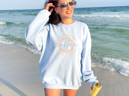 [30% OFF] Sunshine, Coffee & Dogs Crewneck Sweatshirt, White