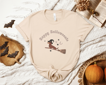 [Clearance 30%] Happy Halloweenie Crewneck T-shirt, Soft Cream