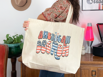 [Clearance 20%] Canvas Tote Jumbo - American Dog Mom