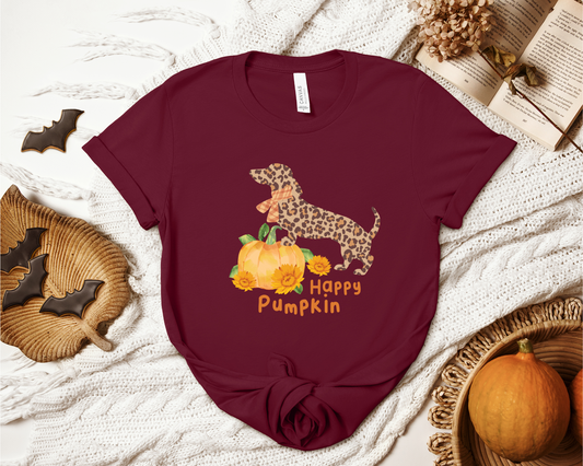 [Clearance 20%] Happy Pumpkin Crewneck T-shirt, Maroon