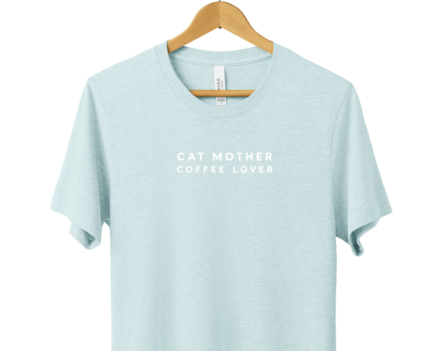 Cat Mother Coffee Lover Tee | Heather Prism Ice Blue