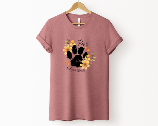 Paws and Give Thanks T-shirt, Heather Mauve