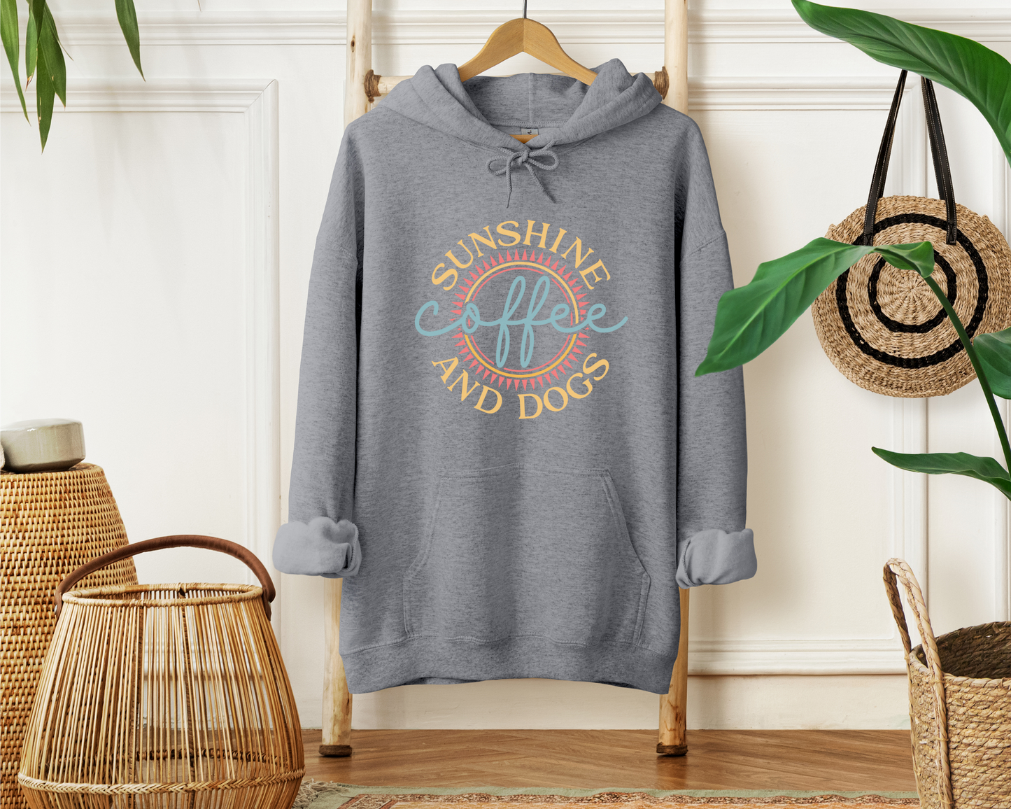 Sunshine, Coffee and Dogs Hoodie, Graphite Heather