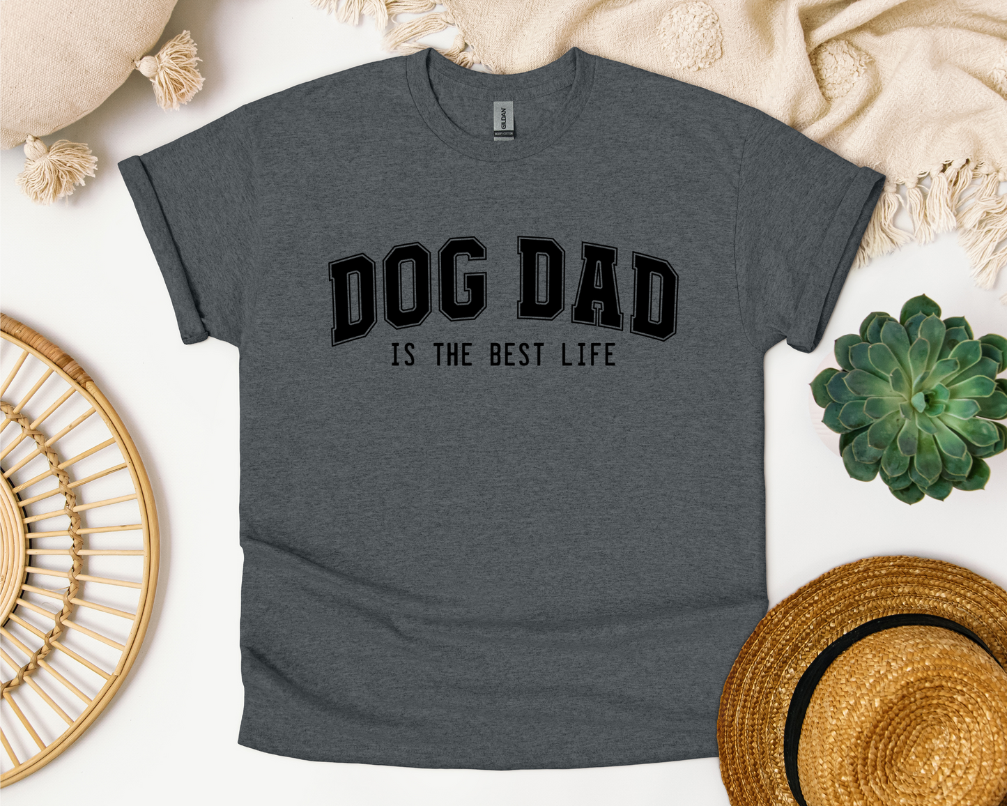 Dog Dad Crewneck T-shirt, Dark Heather